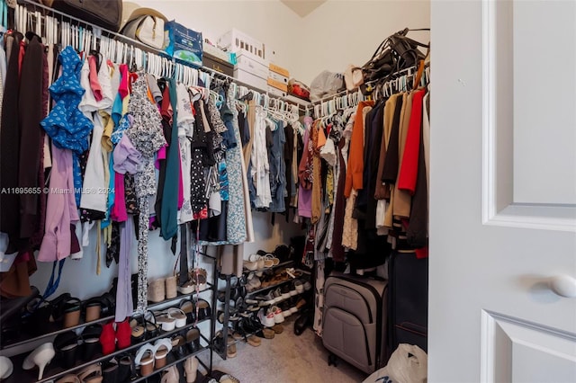 spacious closet with carpet flooring