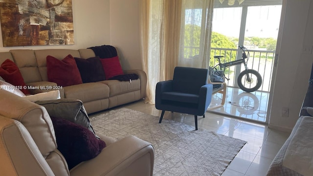 view of tiled living room