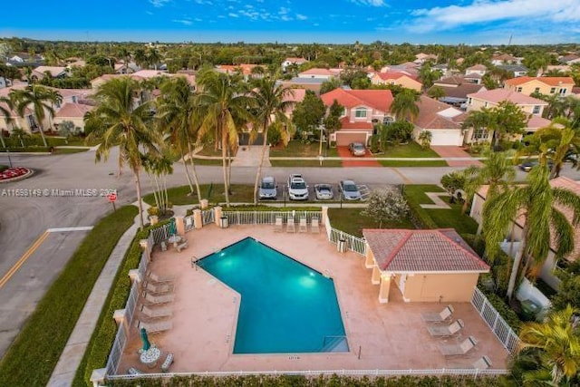 view of swimming pool featuring a patio area