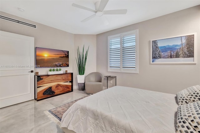 bedroom featuring ceiling fan