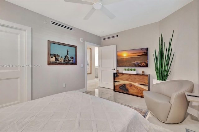 bedroom featuring ceiling fan