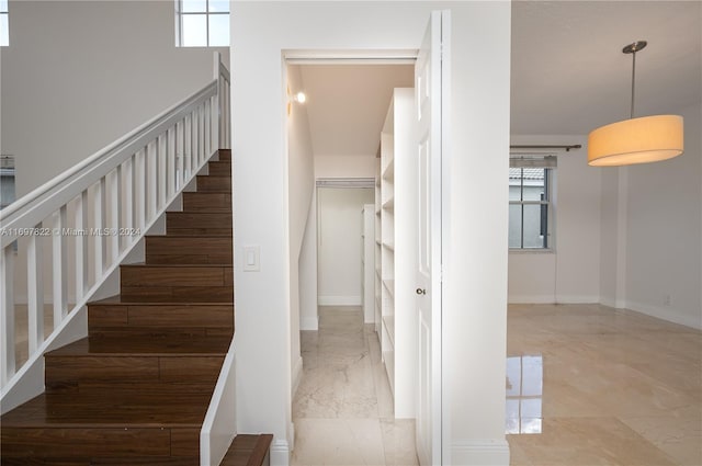 stairs with a wealth of natural light