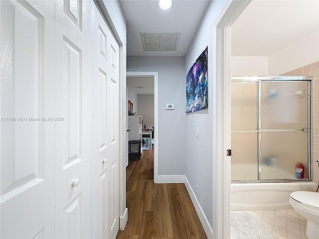 hall featuring dark hardwood / wood-style flooring