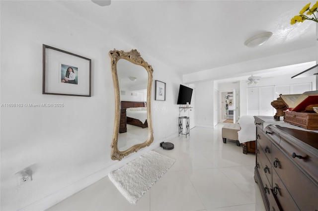 interior space featuring light tile patterned flooring