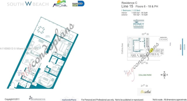 2201 Collins Ave Unit 1015, Miami Beach, FL 33139 - property floor plan