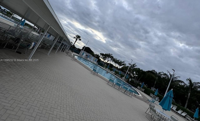 pool featuring a patio area