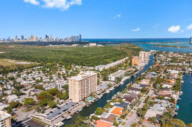 2350 NE 135th St Unit 1401, North Miami, FL 33181 - drone / aerial view of city skyline and a large body of water