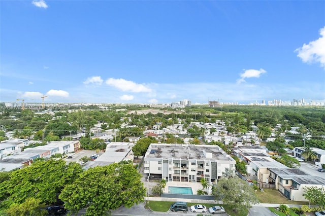 bird's eye view with a city view
