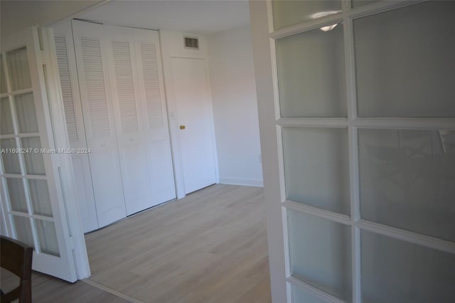 interior space with light hardwood / wood-style floors