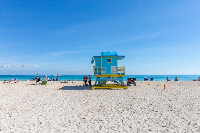 view of water feature featuring a view of the beach