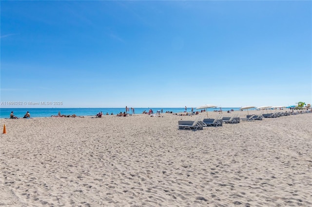 view of water feature featuring a view of the beach