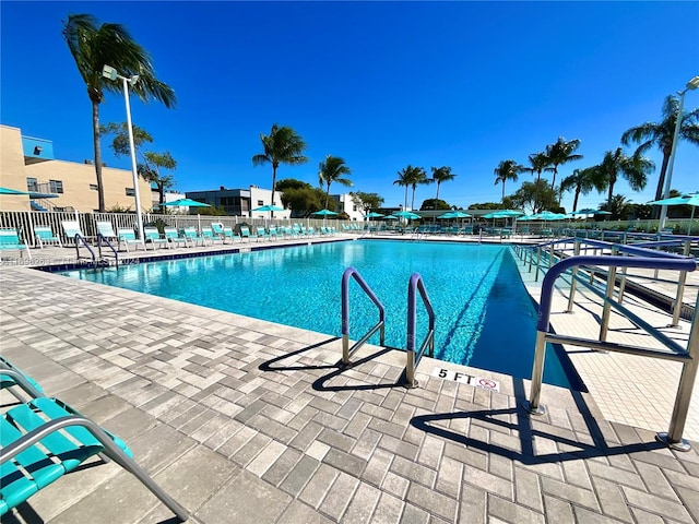 view of pool featuring a patio area