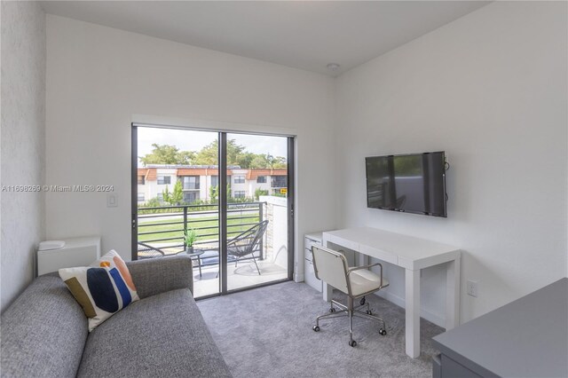 view of carpeted office space