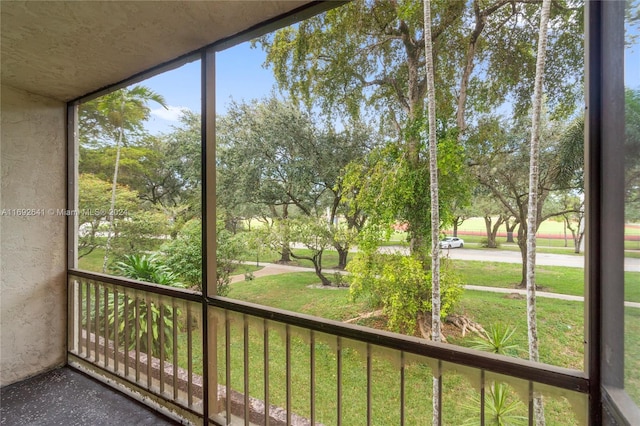 view of unfurnished sunroom