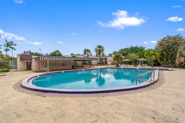 view of pool featuring a patio area