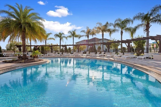 view of swimming pool with a patio