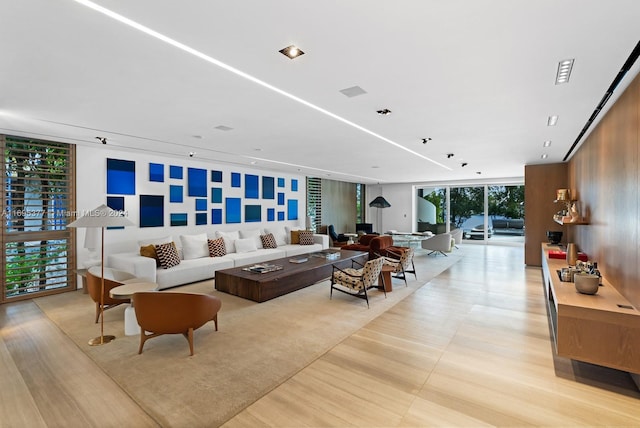 living room featuring expansive windows