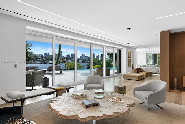 living room with hardwood / wood-style floors