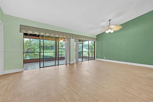 unfurnished room featuring ceiling fan and light hardwood / wood-style floors