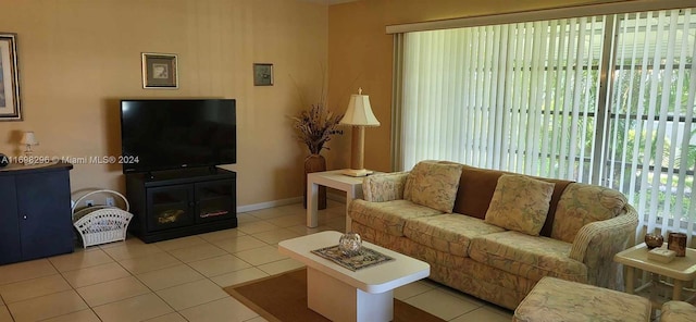 view of tiled living room