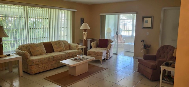 view of tiled living room