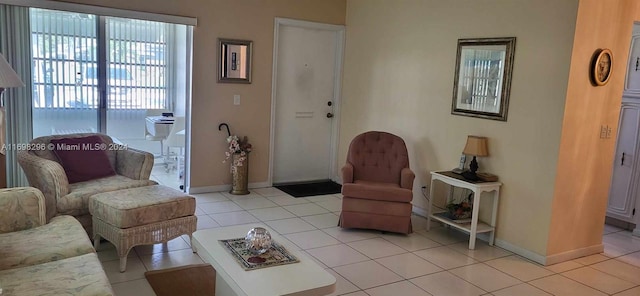 living room with light tile patterned floors