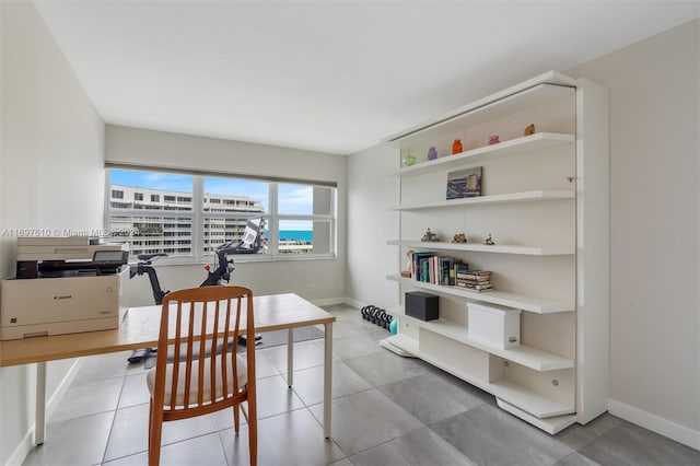 office with tile patterned floors