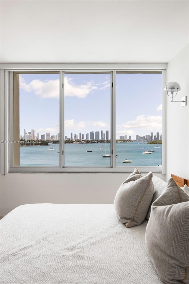 bedroom with a water view