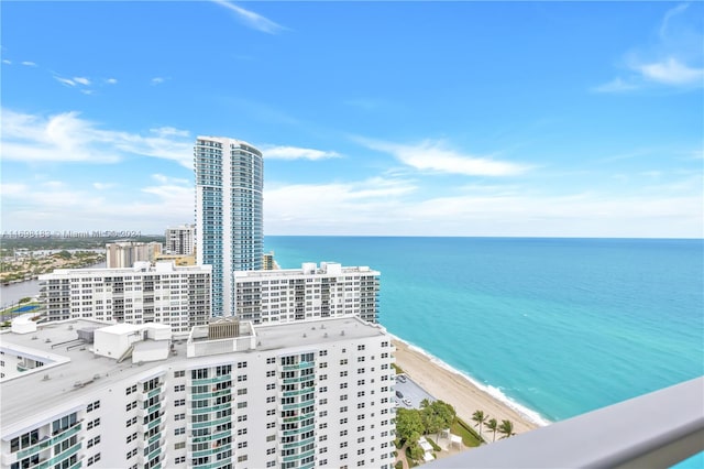 property view of water with a beach view