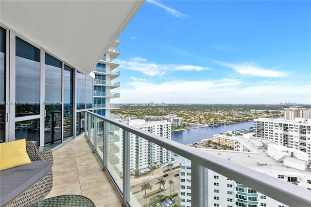 balcony with a water view