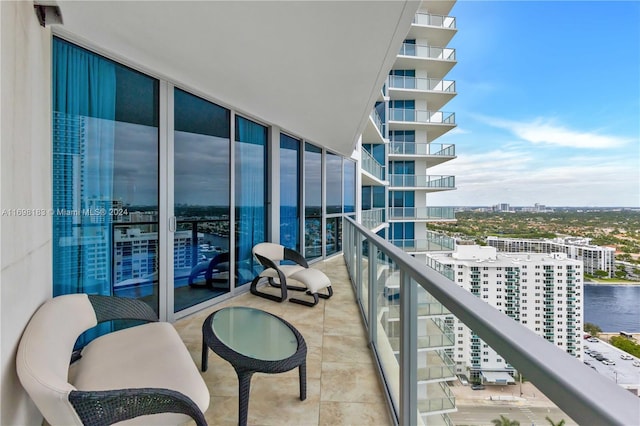 balcony with a water view