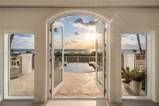 doorway with a water view