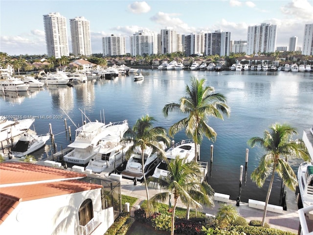 property view of water with a city view