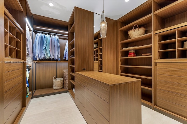 walk in closet with light wood-type flooring