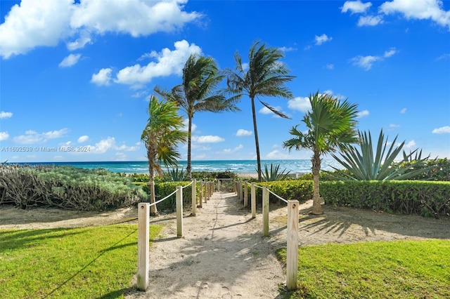 view of property's community with a water view