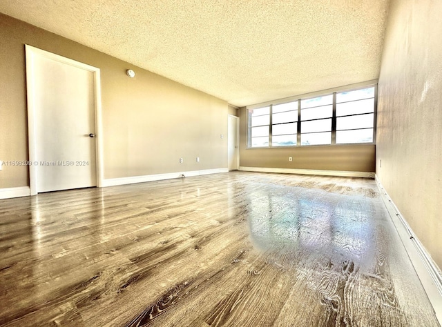 empty room featuring a textured ceiling and hardwood / wood-style flooring