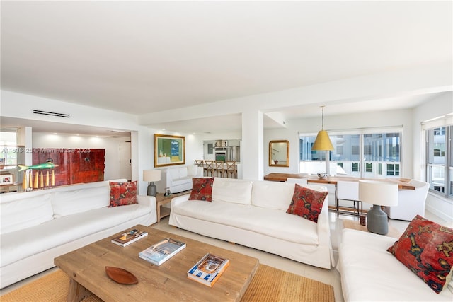 living area with visible vents
