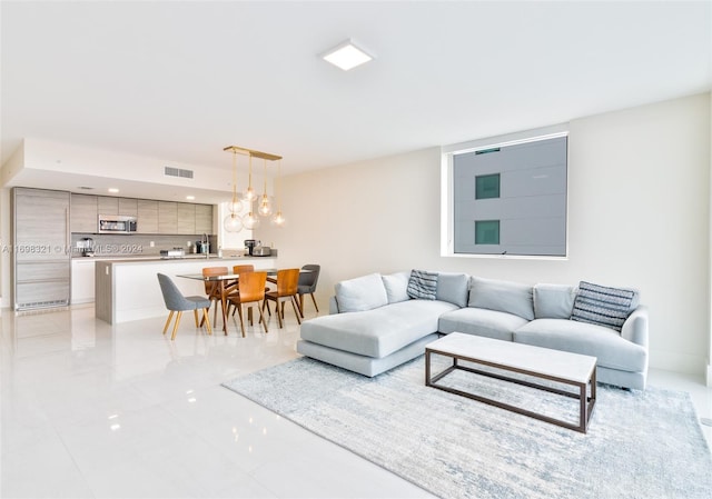 view of tiled living room