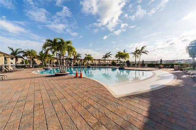 view of pool featuring a patio area