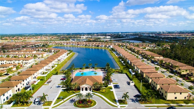 bird's eye view featuring a water view