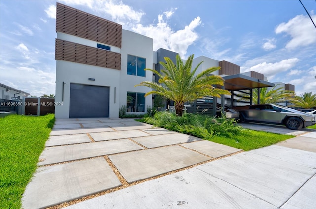 modern home featuring a garage