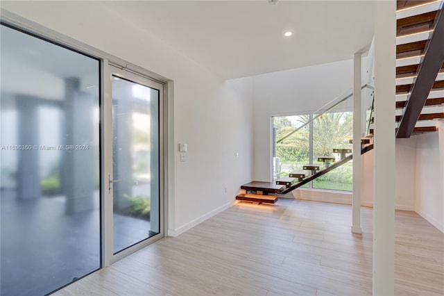 interior space with light hardwood / wood-style flooring