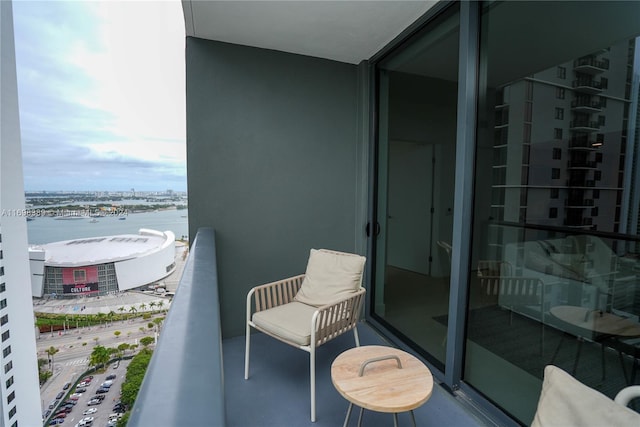 balcony with a water view