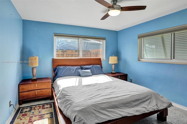 bedroom featuring ceiling fan