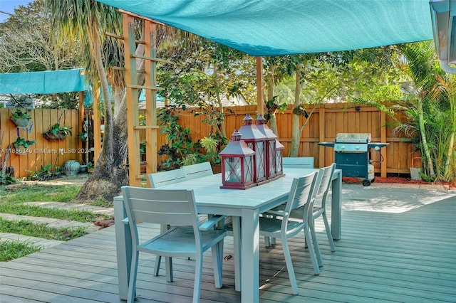 wooden deck with grilling area