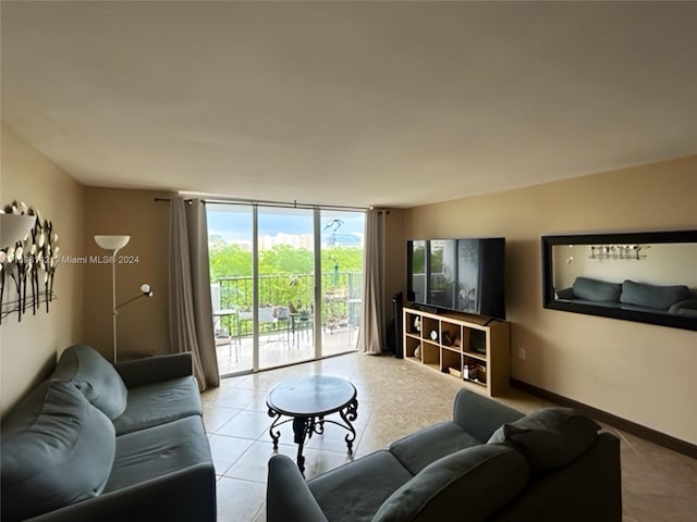 view of tiled living room