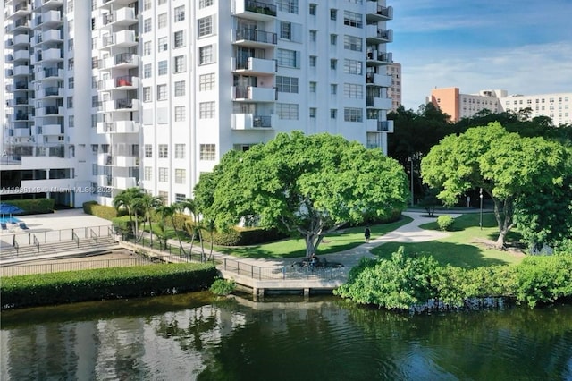 view of property's community with a water view