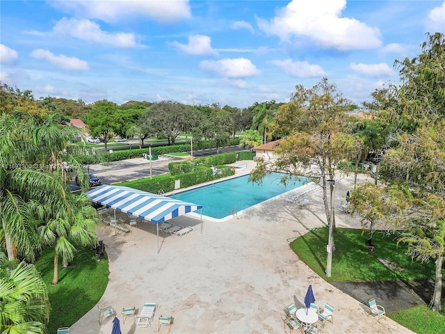 view of swimming pool featuring a patio