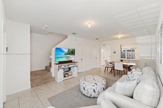 view of tiled living room