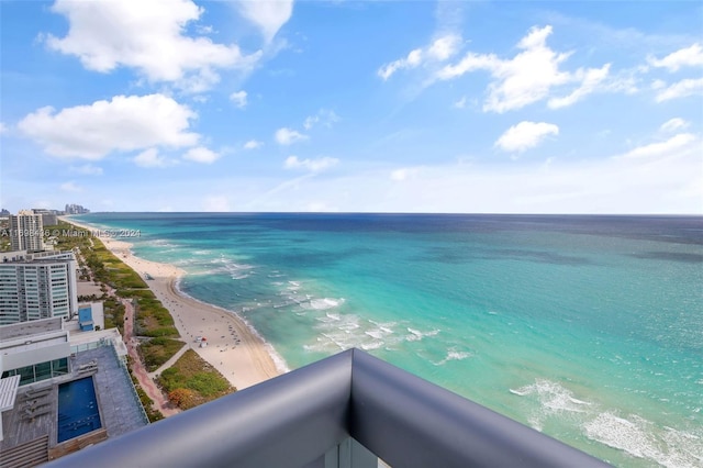 view of water feature featuring a beach view